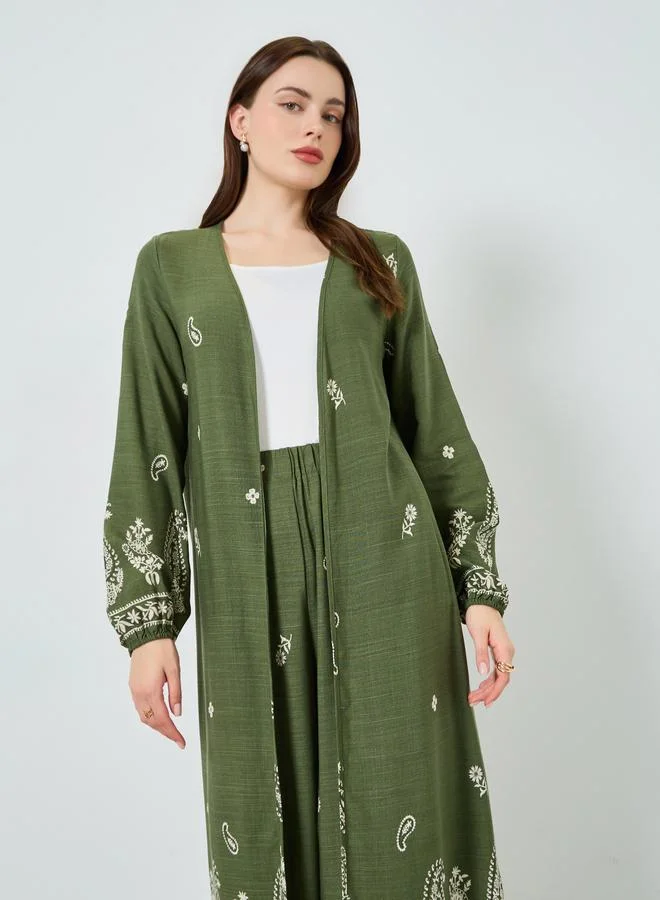 ستايلي طقم منسق من كيمونو بطبعة بيزلي وبنطال